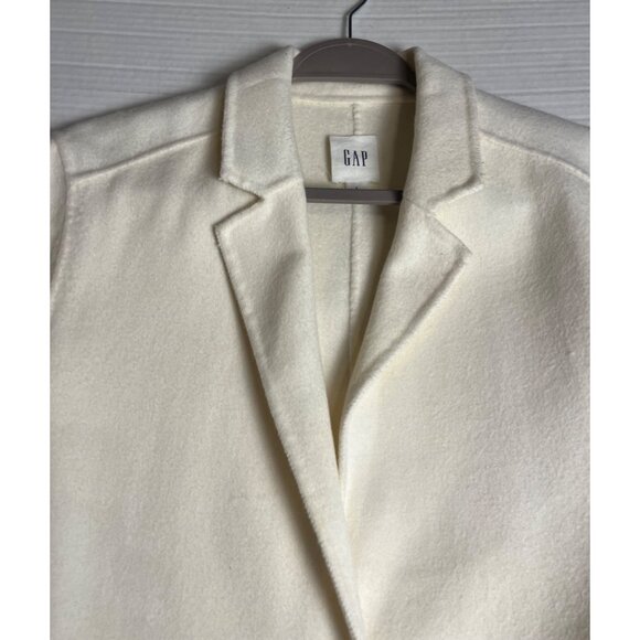 Gap Womens Wool Blend Ivory Button-Front Long Coat Size Large preppy classic - Picture 7 of 13